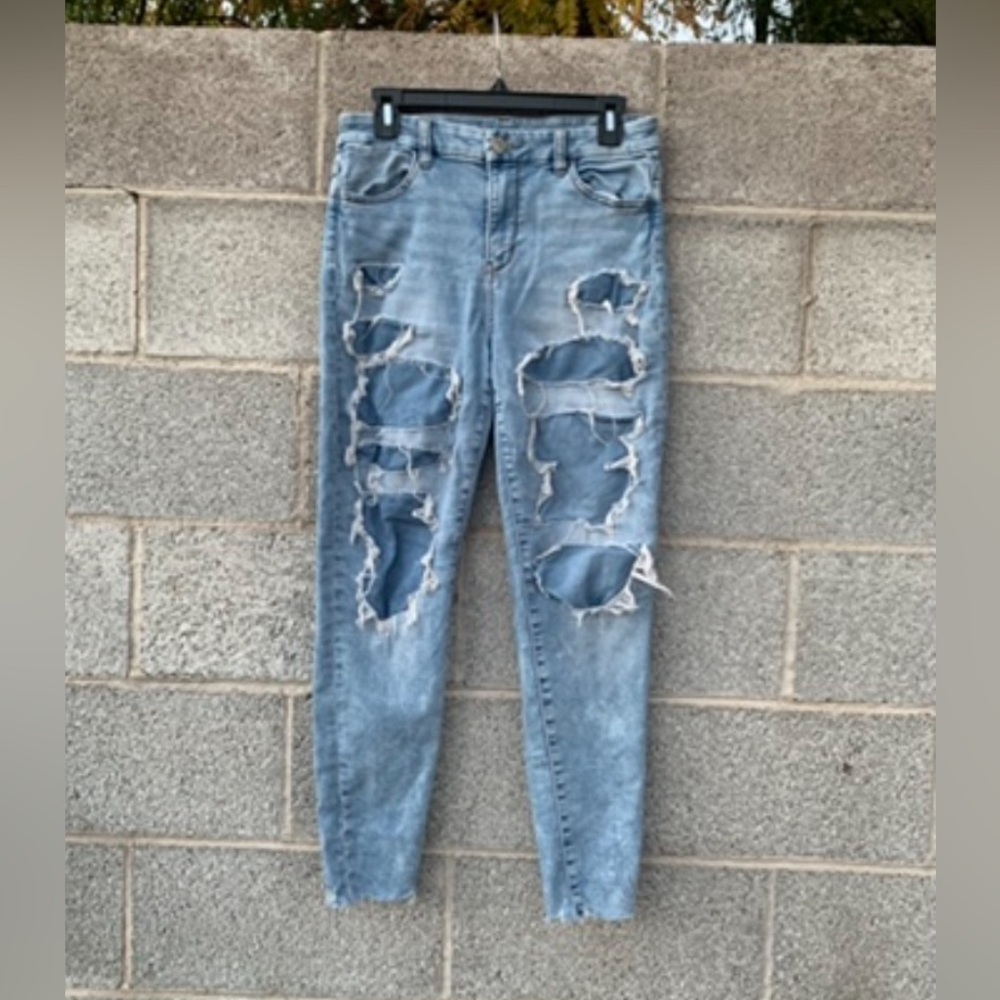 American Eagle Curvy High Rise Jegging Women's 8R Next Level Stretch Distressed